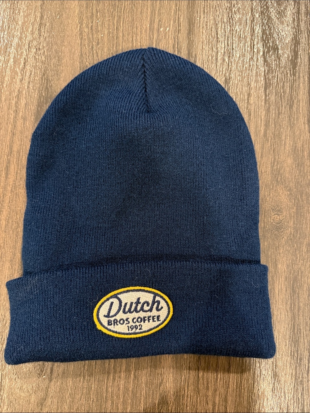 Dutch Bros Navy Beanie with Yellow Logo Patch